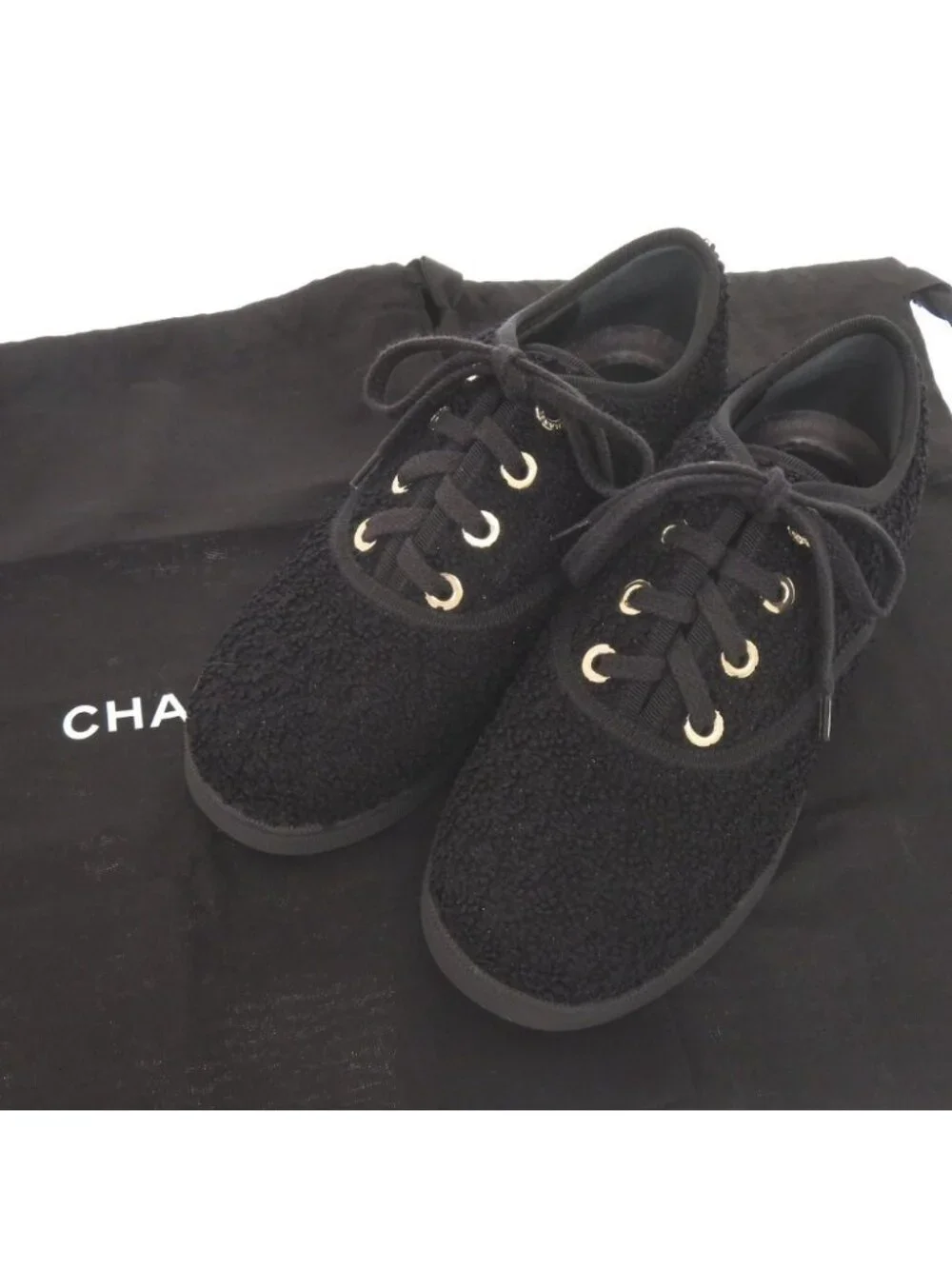 Chanel Logo 37 Black Low Cut Sneakers